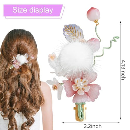 Wedding Hair Clips, Crystal Hair Pins Pearl Rhinestone Hair Barrettes, Bridal Flower Hair Pieces Pearl Headpieces Hair Accessories for Women Girls (Pink&Gray) - color: Pink&Gray