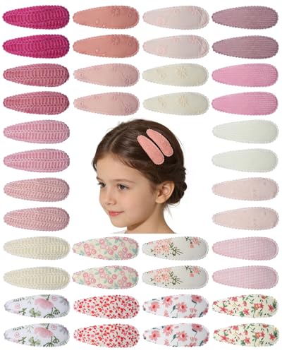 40Pcs Pink Floral Bow Hair Clips Non-Slip Snap Hairpins for Toddler Girls Cute Flower Hair Barrettes Baby Hair Accessories - color: Spring