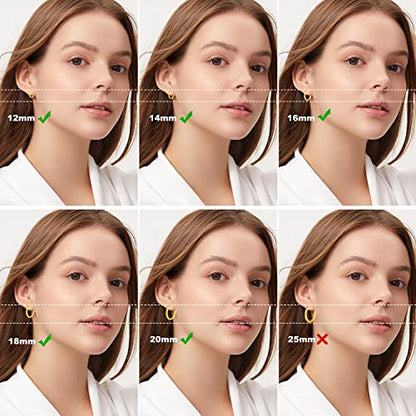 Silver Gold Hoop Earrings for Women Men, 316L Surgical Stainless Steel Huggie Hoop Earrings Set Hypoallergenic Small Cartilage Earrings Lightweight Hoop Earrings Huggie Set - color: 5 Pair Golden(12/14/16/18/20mm)