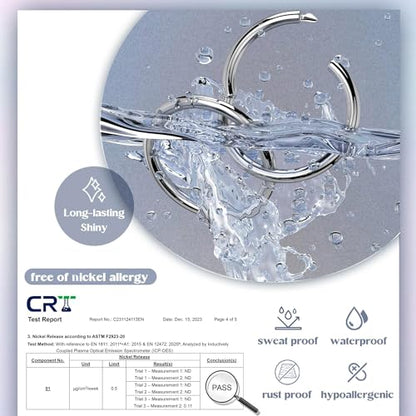 LOYALLOOK 8Pcs G23 Titanium Hinged Clicker Segment Nose Rings Hoop Septum Nose Lip Ring Hoop for Women Men Helix Cartilage Daith Tragus Sleeper Earrings Body Piercing Improved 16G - color: 16G-Silver