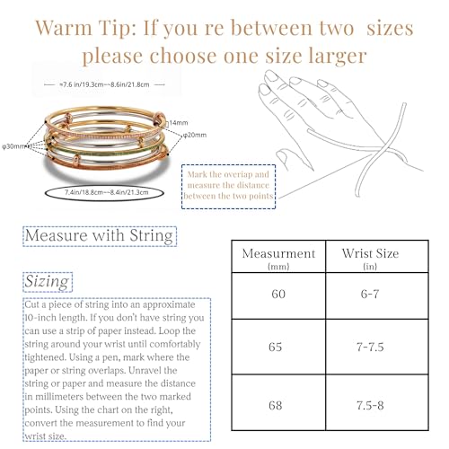 mixed metal Tri-Tone Bangles Bracelet for Women, 3/5 Pcs Stainless Steel Gold Plated Stackable Bracelet Set, Stylish Jewelry Gift - color: Gold zirconium+gold+gold, size: 60