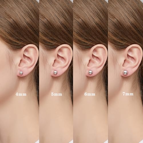 Jiamiaoi Ball Stud Earrings Set Sizes 4mm-10mm,High Polish Finish Ball Studs Hypoallergenic 925 Sterling Silver Stud Earrings for Women Men - color: A-Silver, size: 6MM