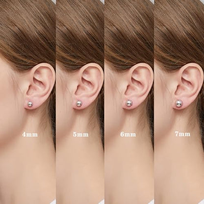 Jiamiaoi Ball Stud Earrings Set Sizes 4mm-10mm,High Polish Finish Ball Studs Hypoallergenic 925 Sterling Silver Stud Earrings for Women Men - color: A-Silver, size: 6MM