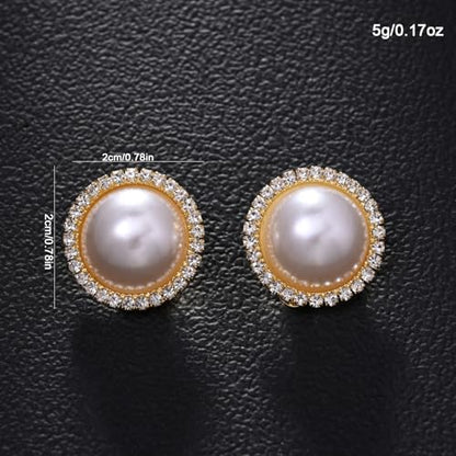 Prom Silver Clip On Earrings for Women Trendy Hypoallergenic Non Pierced Statement Cubic Zirconia Earrings for Women Large Rhinestone Earring Formal Wedding Jewelry Gifts - color: Gold2