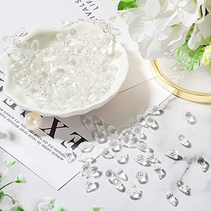 Hicarer 200 Pieces Teardrop Chandelier Crystal Pendants 6 x 12 mm Crystal Beads for Chandelier Jewelry Making DIY Project Earring Necklaces Bracelets (Clear) - color: Clear
