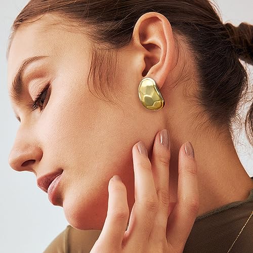 Mytys Two Tone Huggie Hoop Earrings Cross Over Design Twisted Rope Silver Gold Statement Wide Band Clip On Hoops for Women Fashion Jewelry Gift - color: Silver covered with gold
