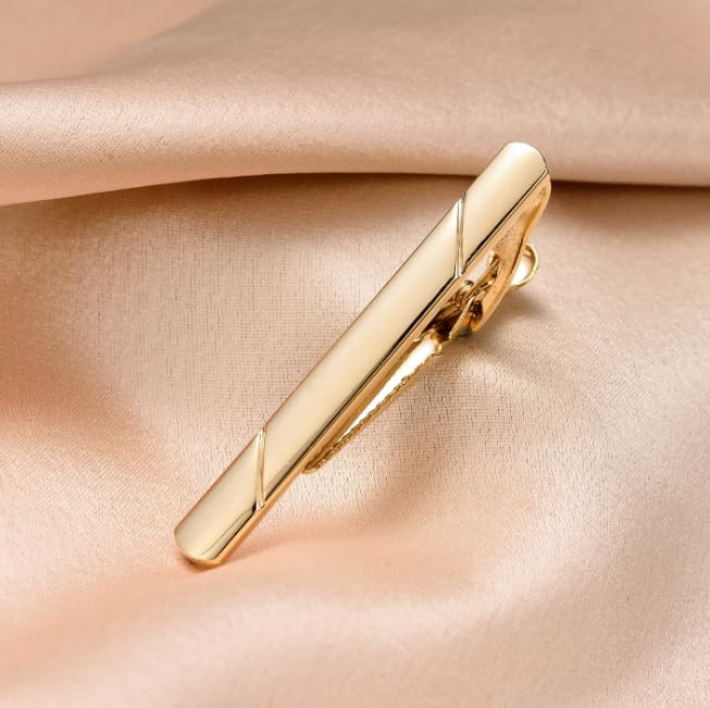 Tie Clips for Men,Mens Stainless Steel Tie Clips Minimalist Necktie Tie Bar Clasp Clip for Business Wedding and Daily Life(Gold)