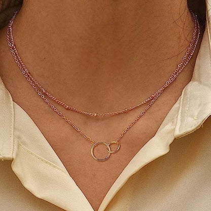 CHESKY 14K Gold Plated Silver Dainty Satellite Choker Necklace for Women | Layered Beaded Chain Necklace, Thin Choker Jewelry, Dainty Gold necklace, Minimalist Trendy Jewelry, Daily Gift for Women - style: Satellite circles-gold