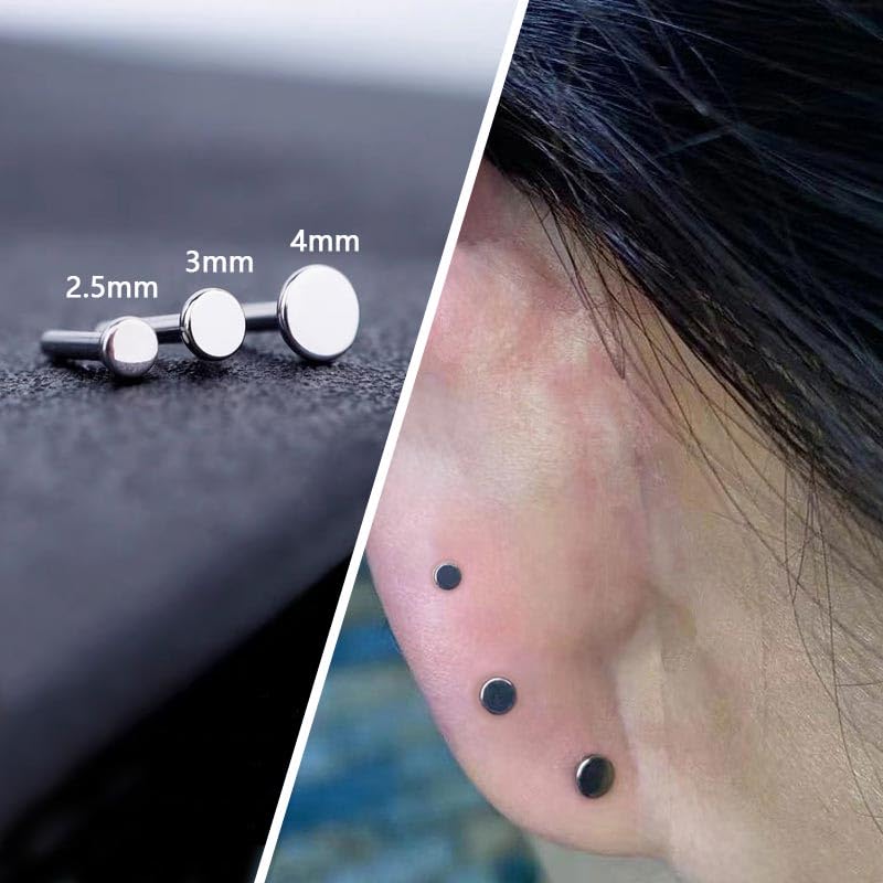 Threadless Bar G23 Titanium 20G 16G 18G Replacement Post Bar Flat Back Stud Earrings for Helix Cartilage Lobe Medusa Labret Nose Tragus Conch Piercing Jewelry - size: 20g 9mm, style: Disc 2.5mm,2Pcs Threadless Bars