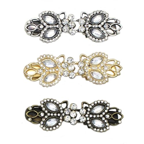 3pcs women's Vintage diamond Cardigan Collar Clip Shawl cape buckle Can be used as dress tightening clip sweater accessories - color: I