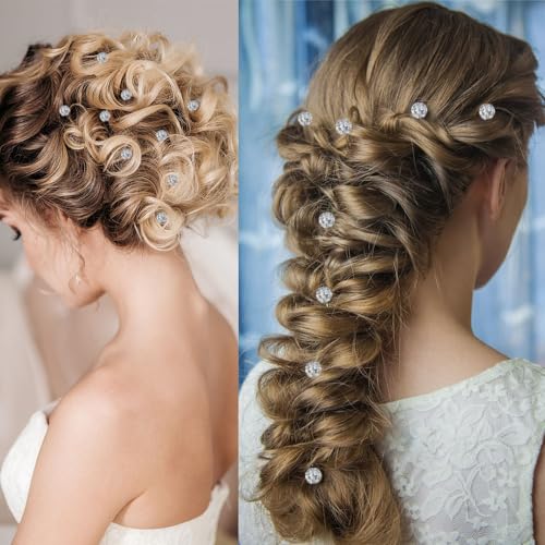 60 PCS Gems Rhinestone Twister Hair Studs Set Diamond Spiral Pearl Flower Jewels Hair Pins Sticks for Wedding, Bridal, Prom, Party and Special Occasion(Classic Diamonds) - color: Classic Diamonds