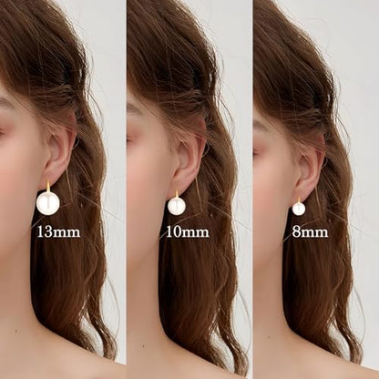 Pearl Earrings for Women Minimalist Pearl Drop Earrings Elegant Leverback Dangle Earrings Wedding jewelry Bridesmaid Gifts - style: 3pcs