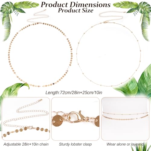 2 Pcs Gold Silver Waist Chain for Women, Layered Belly Chains, Adjustable Beaded & Sequin Waist Beads Body Chain Belt, Dainty Summer Beach Jewelry for Bikini Party Rave Outfits Gift - color: Gold