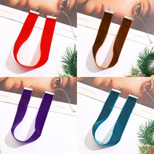 Velvet Choker Necklace for Women Goth Halloween Y2K Ribbon Collar Set - color: 2.54cm-12pcs-mix color
