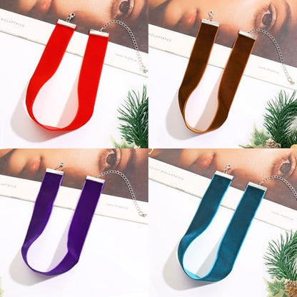 Velvet Choker Necklace for Women Goth Halloween Y2K Ribbon Collar Set - color: 2.54cm-12pcs-mix color