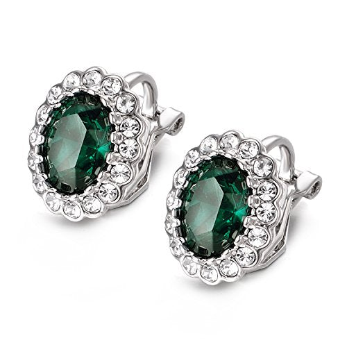 Yoursfs Vintage Crystal Clip On Earrings For Women Platinum Plated Rhinestone Clip On Earrings Non Pierced Oval Shap Cubic Zirconia Earring Hypoallergenic Jewelry - style: Oval Earring