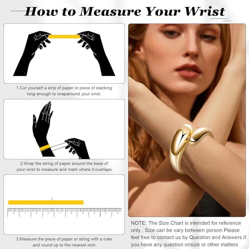 18K Gold Plated Wide Chunky Gold Cuff Bracelets for Women Chunky Bangle Bracelets Waterdrop Oval Irregular Trendy Wrist Wrap Bracelets Open Minimalist Thick Gold Wrist Cuff Bracelets - style: 18K Gold-A