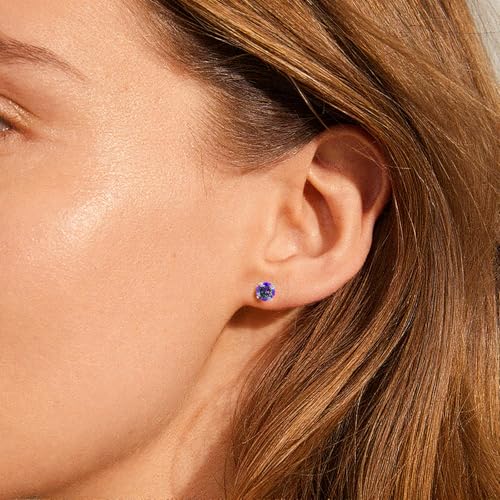 5 Pairs Stud Earrings for Women, Hypoallergenic Cubic Zirconia Silver Black 316L Surgical Stainless Steel Rainbow CZ Earrings Set 3-7mm - color: 5 Pairs Silver+Rainbow CZ