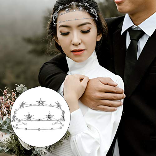 Beaupretty Bling Rhinestone Star Crown, Star Crystal Tiara and Crown Bridal Headpiece Alloy Hairband Wedding Jewelry for Women Girls, Silver - color: Silver