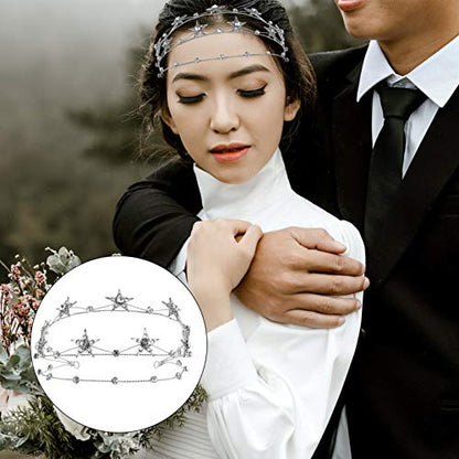 Beaupretty Bling Rhinestone Star Crown, Star Crystal Tiara and Crown Bridal Headpiece Alloy Hairband Wedding Jewelry for Women Girls, Silver - color: Silver