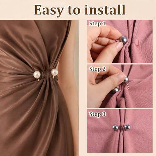 12Pcs Pearl Brooch Pins, Pearl Pin For Clothes, Artificial Faux Pearls Brooch Pearls Safety Decorative Pin, Brooches And Pins For Women Wedding Dress Blouse V-line Tops
