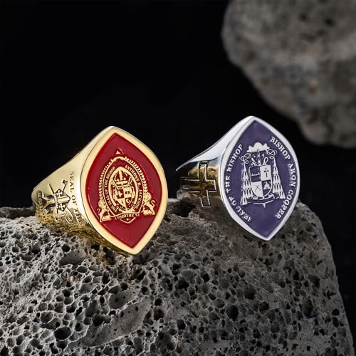 callie Custom Signet Ring - Engraved Text & Photo, Personalized Family Crest Coat Of Arms Rings, 925 Sterling Silver/Brass | Father's Day Jewelry Gifts for Men & Women - color: Olive 2
