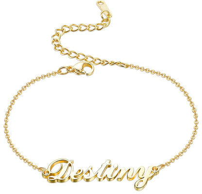 Custom Ankle for Women for Women 18K Gold Plated Adjustable Name Anklet Customized Beach Anklet Gifts - color: Name Anklet with Cable Chain