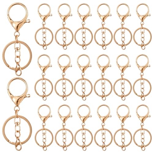 Yolev 20Pcs Lobster Claw Clasps Swivel Hooks Keychain Jewelry DIY (Gold) - color: Gold