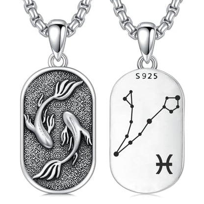 SIMONLY Zodiac Necklace 925 Sterling Silver Constellation Necklace Zodiac Sign Necklaces Horoscope Jewelry Christmas Birthday Astrology Gifts for Women Men Unisex - style: Pisces