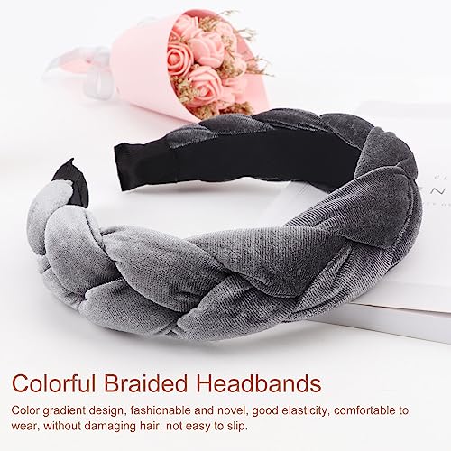 DRESHOW Braided Headbands for Women Velvet Hair Hoop Elastic Criss Cross Hair Bands Accessories - color: 01 Pc Velvet Braided: Grey