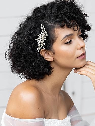 SWEETV Rhinestone Bride Wedding Hair clip Silver Crystal Bridal Hair comb Sparkly Hair Piece Gem Hair Accessories for Women/Girls & Brides/Bridesmaids | Rhinestone Crystal Sparkly Bridal Hair Pieces Gem Wedding Hair Accessories Bridal Hair Accessories for
