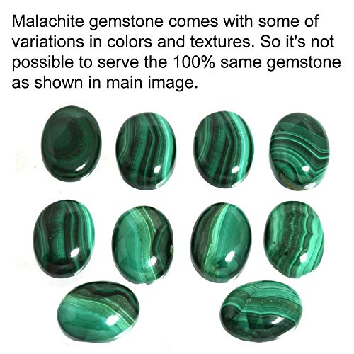 Chunky Natural Gemstone Pendant Necklace For Women Onyx, Turquoise, Amber, Garnet Oval Boho Genuine 925 Sterling Silver Handmade Jewelry - color: Malachite