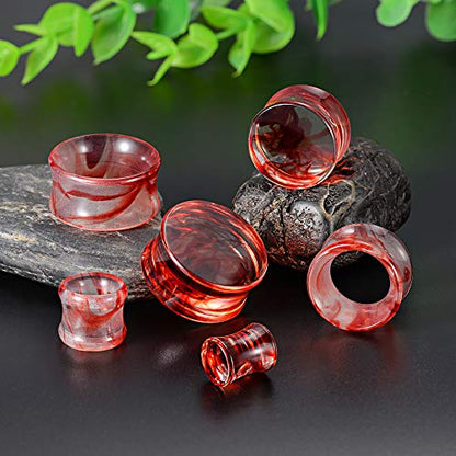 COOEAR 2 Pairs Matched Set Gauges for Ears Flesh Tunnels Kits Plugs Earrings Red Acrylic Ear Expander Stretchers Piercing. - color: #1 3/4"(19mm)