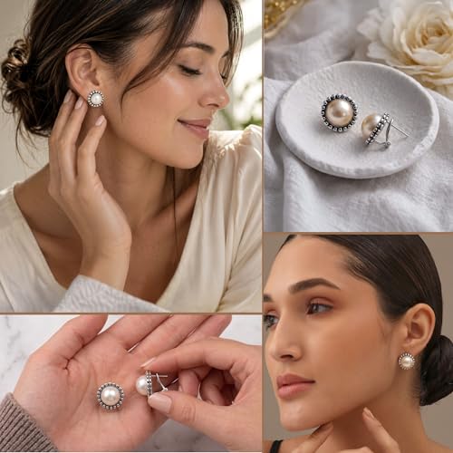 LeCalla 925 Sterling Silver Stud Earrings for Women | Pierced Omega Back Earring | Omega Earrings Jewelry Gift for Her, Wife | Daily Wear & Special Occasion Earring - color: Omega Back 04