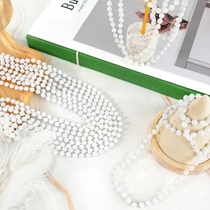 SHAOQINLIN 30 PCS White Bead Necklaces, 33" White Mardi Gras Christmas Beads Necklace, 4th of July Necklaces, Parade Throws Accessories for Christmas Independence Day New Year Party Favors - color: White