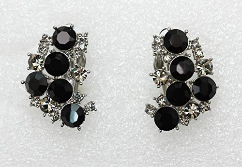 Faship Gorgeous Clip Ons Floral Earrings - color: Black