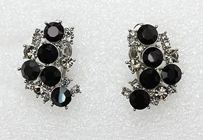 Faship Gorgeous Clip Ons Floral Earrings - color: Black