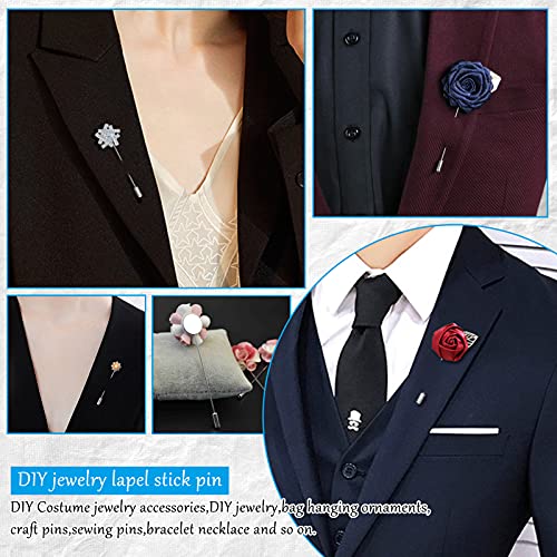 60Pcs Flat Round Tray Lapel Pin for Craft,Silver Safety Stick Pins Stainless Steel Brooch Pin Needle Suit Tie Hat pin Scarf Badge for DIY Costume Jewelry Making Accessories - color: Silver
