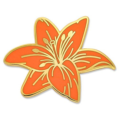 PinMart Flower Trendy Enamel Lapel Pin - color: Orange Tiger Lily, size: 5 Pack