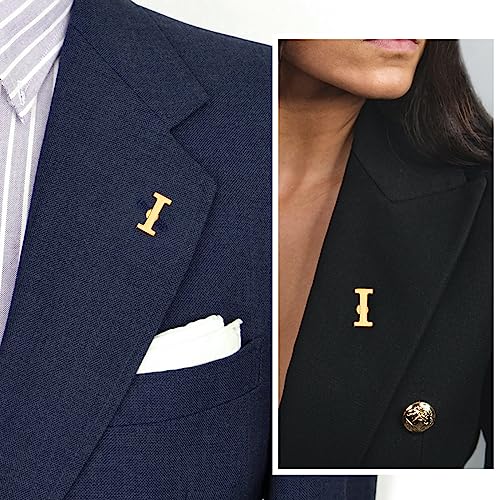 Initial Lapel Pin for Men Women, Brooch Pins for Men Suits, Metal Button Pins in 18K Gold and Silver Tone. - color: Gold-I