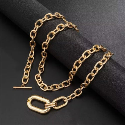Layered Chunky Gold Silver Necklace Big Cuban Chain Statement Necklace Stacked Punk Chain Choker Necklaces for Women Trendy Jewelry Birthday Gifts - color: 03 Gold