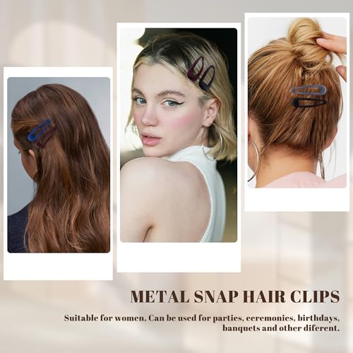 Small Hair Barrettes For Women No Slip Metal Snap Clips For Thin And Fine Hair,Matte Black Brown Blue Red Gray,20 PCS,1.97 x 0.5 Inch. - color: Matte Black Brown Blue Red Gray