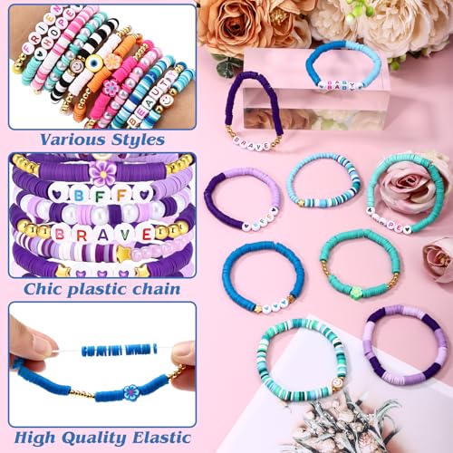 Friendship Bracelets Heishi Surfer Clay Bead Bracelets Set Stackable Beaded Preppy Jewelry Bracelets Friendship Boho Y2K Bracelets for Women Teen Girls Party Favors - color: Esthetics