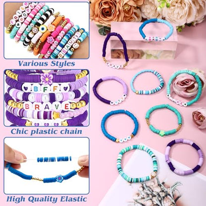 Friendship Bracelets Heishi Surfer Clay Bead Bracelets Set Stackable Beaded Preppy Jewelry Bracelets Friendship Boho Y2K Bracelets for Women Teen Girls Party Favors - color: Esthetics