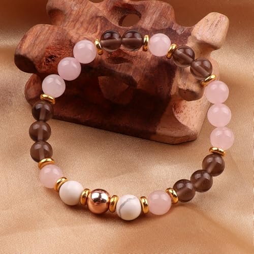 KSQS Healing Stone Bead Bracelet for Women, Natural Gemstones Balance Protection Bracelet, Spiritual Crystal Beads Bracelet Anxiety Relief with Meaning Card - color: Anger Away
