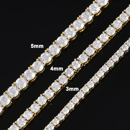 18K Gold Plated Tennis Bracelet for Women Men, 3/4/5mm Iced Out 5A Cubic Zirconia Classic Tennis Chain Bracelets 7 Inches 8 Inches, Diamond Tennis Bracelet Lady Fashion Jewelry - color: Gold, size: 7 Inches, style: 3mm