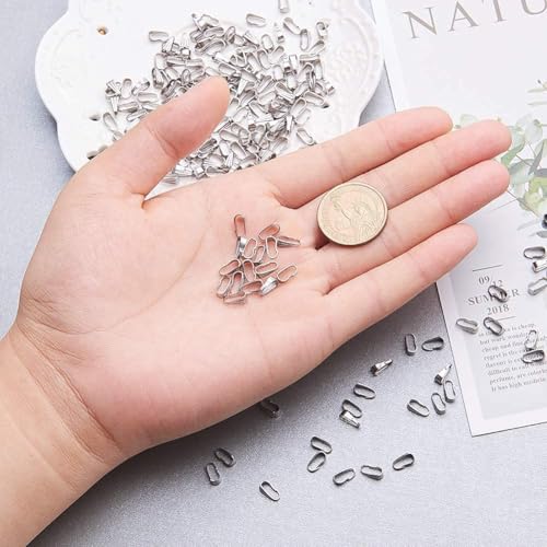 CHGCRAFT 100pcs 8x3mm 304 Stainless Steel Snap Bail Hook Pinch Clip Pendant Charms Clasps Chain Connector for Neckalce Bracelet Jewelry DIY Craft Making