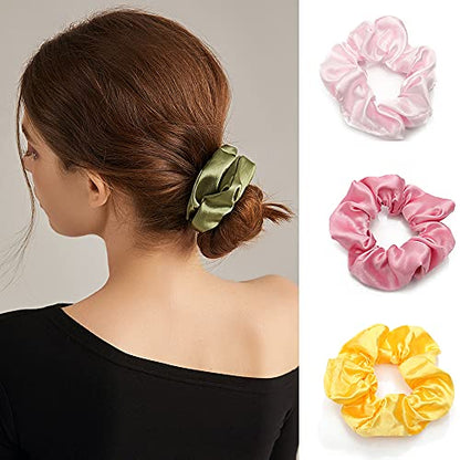 60 Pcs Scrunchies Velvet Scrunchies and Satin Hair Scrunchies for Women | Girls Silk Elastic Hair Ties Scrunchies for Women Hair Accessories with Gift Bag