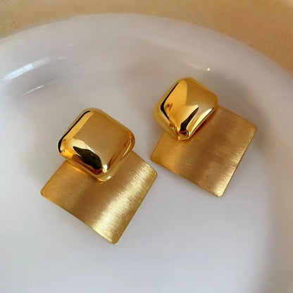 Stylish Geometric Gold Plated Stud Earrings for Daily Wear