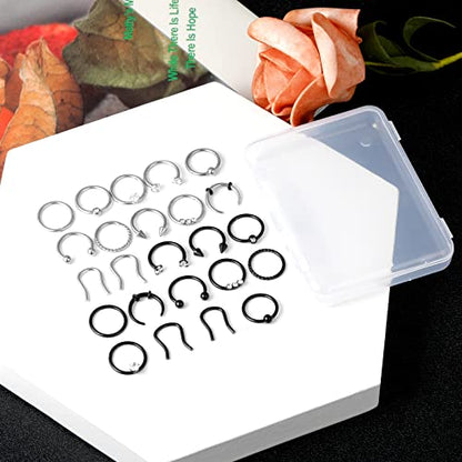 ONESING 20-30 Pcs Septum Rings 16G Septum Jewelry - Surgical Steel Piercings Horseshoe Helix Daith Smiley Tragus Lip Rings Nose Hoop Hinged Seamless Piercing Jewelry for Women Men - color: Color-A-16G-10mm